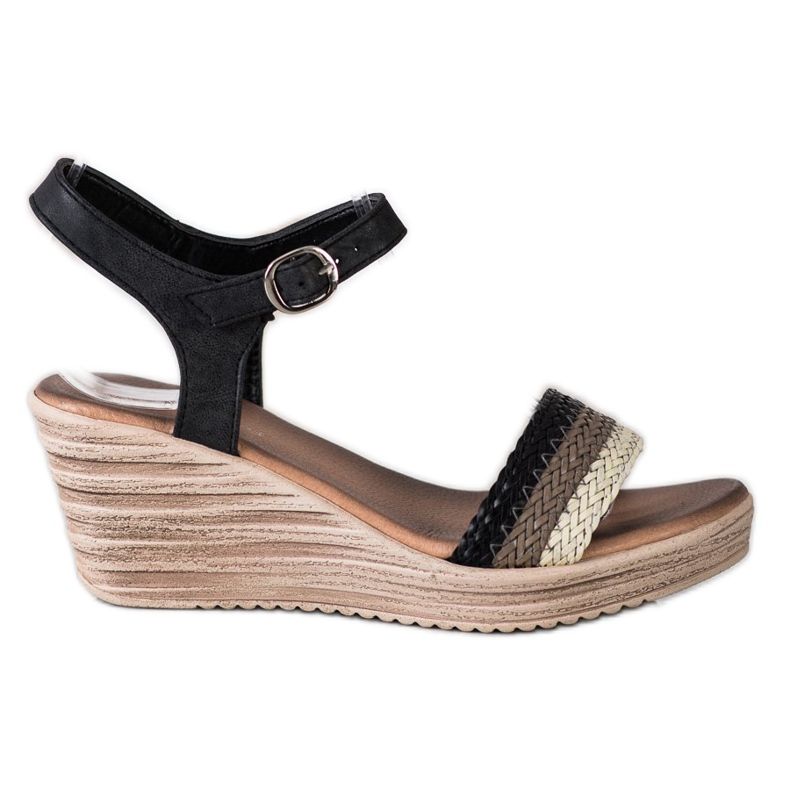 Sea Elves Casual Wedge Sandals beige brown black