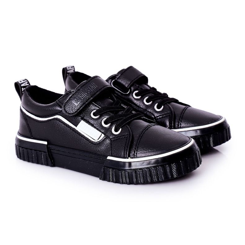 Children's Leather Sneakers With Velcro Big Star HH374029 Black