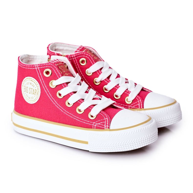 Children's High Sneakers With a Zipper Big Star HH374137 Pink Children's High Sneakers With a Zipper Big Star HH374137 Pink