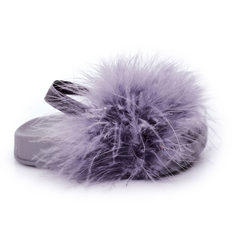 FR1 Children's Rubber Slippers With Fur Light gray Skylar grey