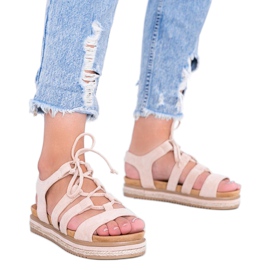Layla lace-up sandals in beige