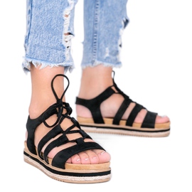 Black Layla lace-up sandals
