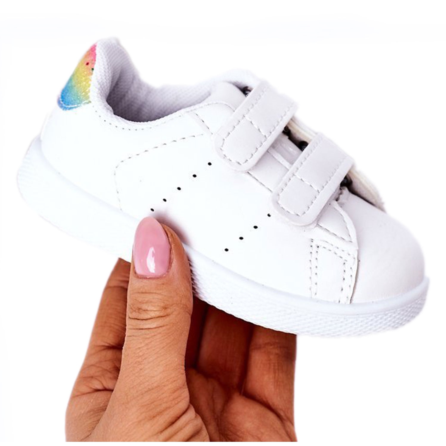 Children s Sneakers White Rainbow Velcro Cute Girl