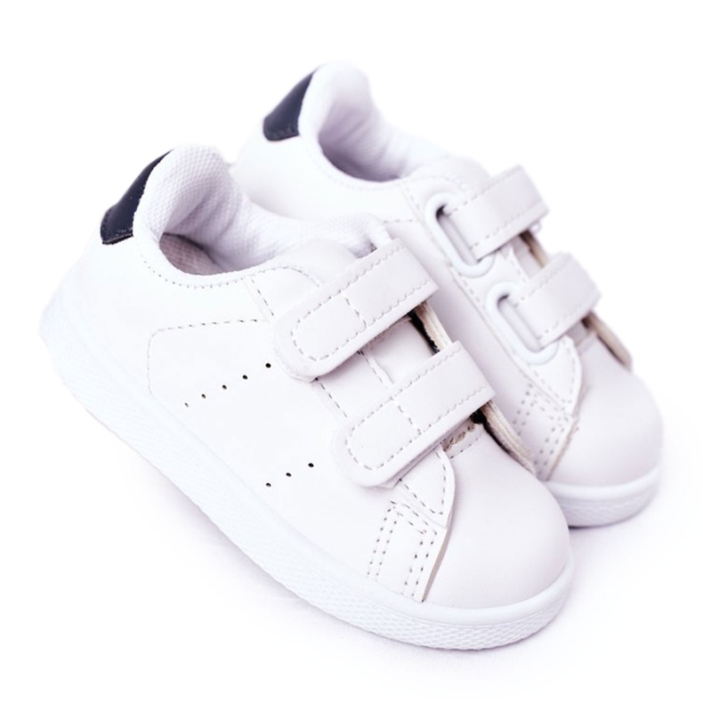 Children's white and navy blue California sneakers with Velcro