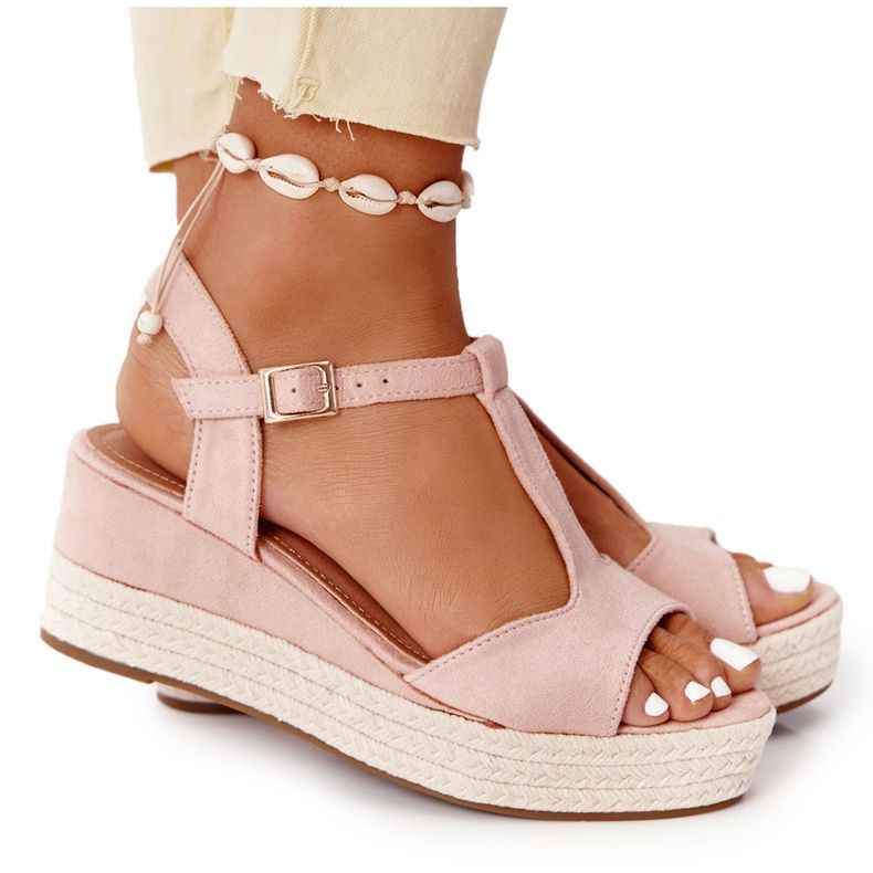 PG1 Pink Graciosa Wedge Sandals With Braids