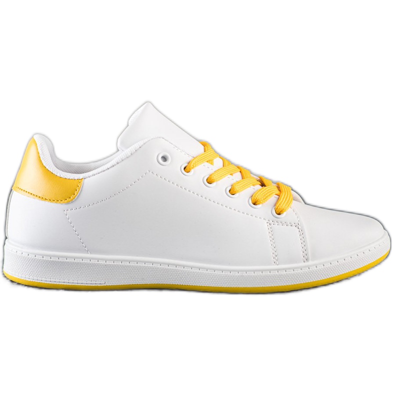 SHELOVET White Sneakers With Eco Leather yellow