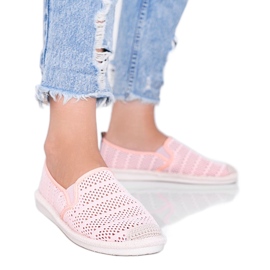 Tropical Sun pink lace espadrilles grey