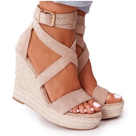 MSMG Beige Lanzarote Wedge Sandals With Braids