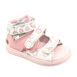 High prophylactic sandals Mazurek 1291 white pink green