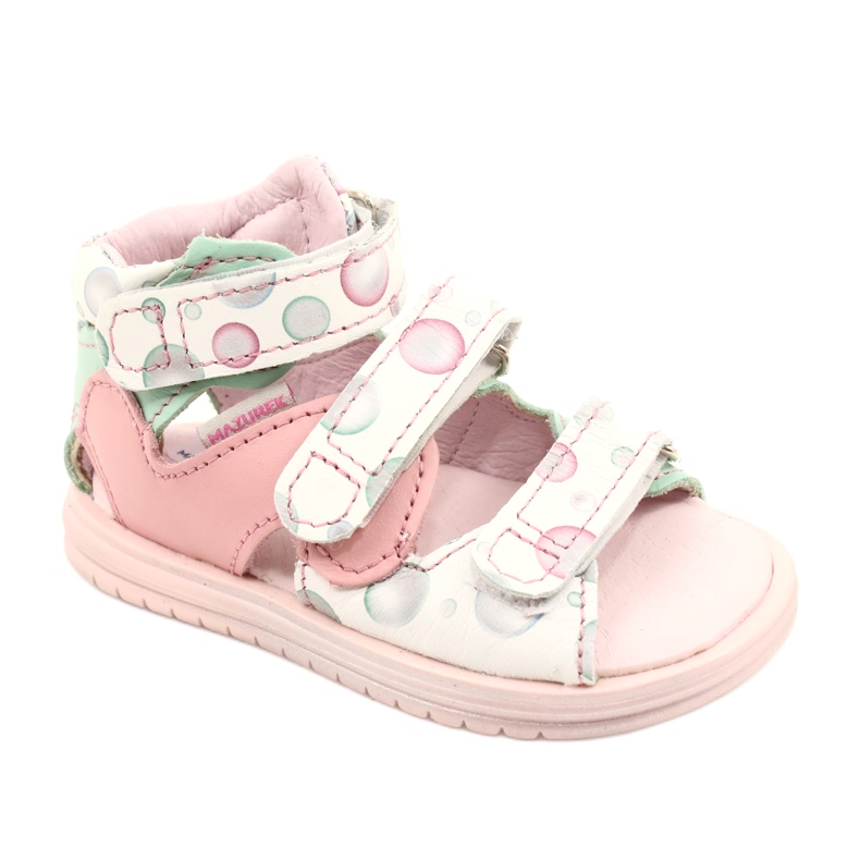 High prophylactic sandals Mazurek 1291 white pink green