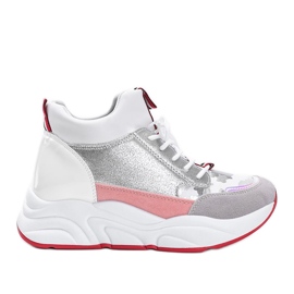 White sneakers on a thick Cassadi sole silver multicolored White sneakers on a thick Cassadi sole silver multicolored