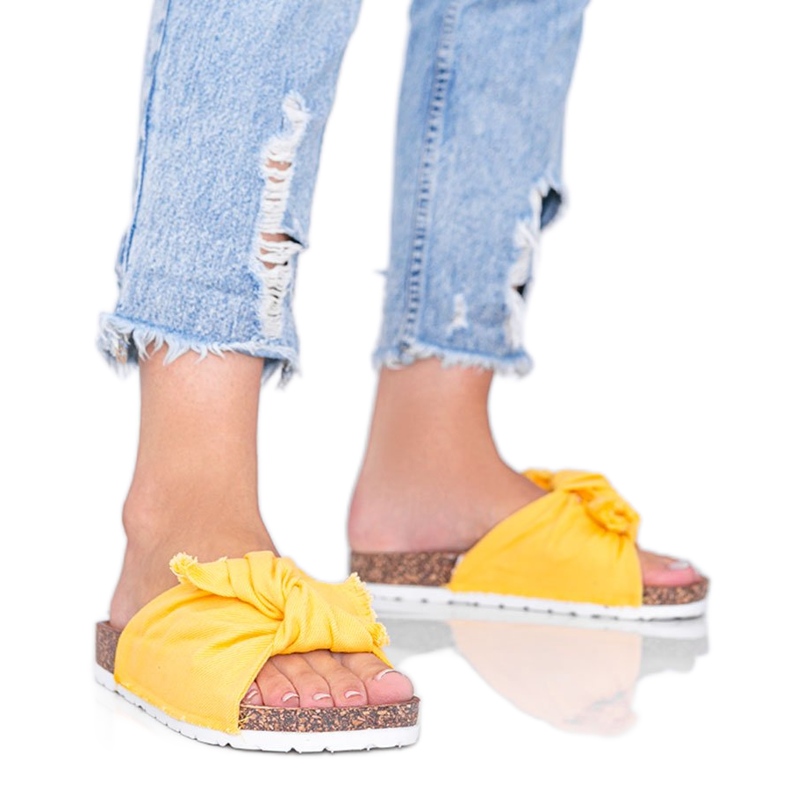 Yellow sandals on Martenn cork sole