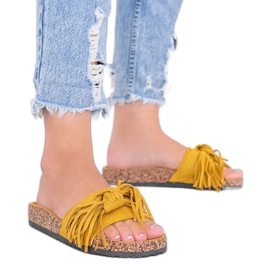 Mustard slippers with cork sole yellow Mustard slippers with cork sole yellow