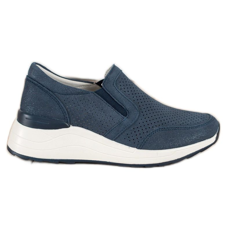 Goodin Leather Sneakers With Glitter navy blue blue