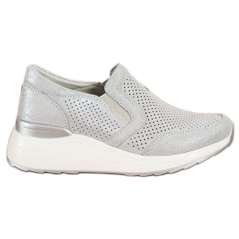 Goodin Leather Sneakers With Glitter grey