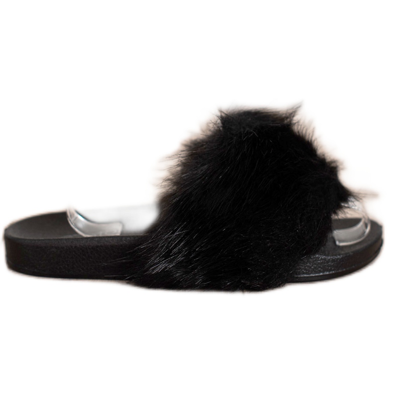 Evento Slippers With Fur black