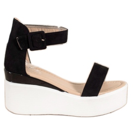 Small Swan Sandals On The White Wedge black