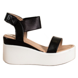 Small Swan Fashion Wedge Sandals black