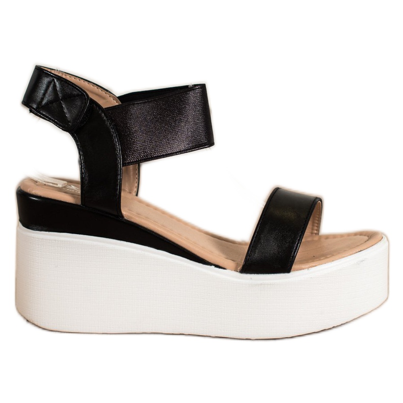 Small Swan Fashion Wedge Sandals black