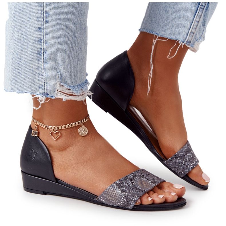 Leather Sandals Maciejka 1971-59 Black and Gray beige brown grey Leather Sandals Maciejka 1971-59 Black and Gray beige brown grey