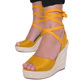 Mustard espadrilles on Jessie's wedge yellow Mustard espadrilles on Jessie's wedge yellow