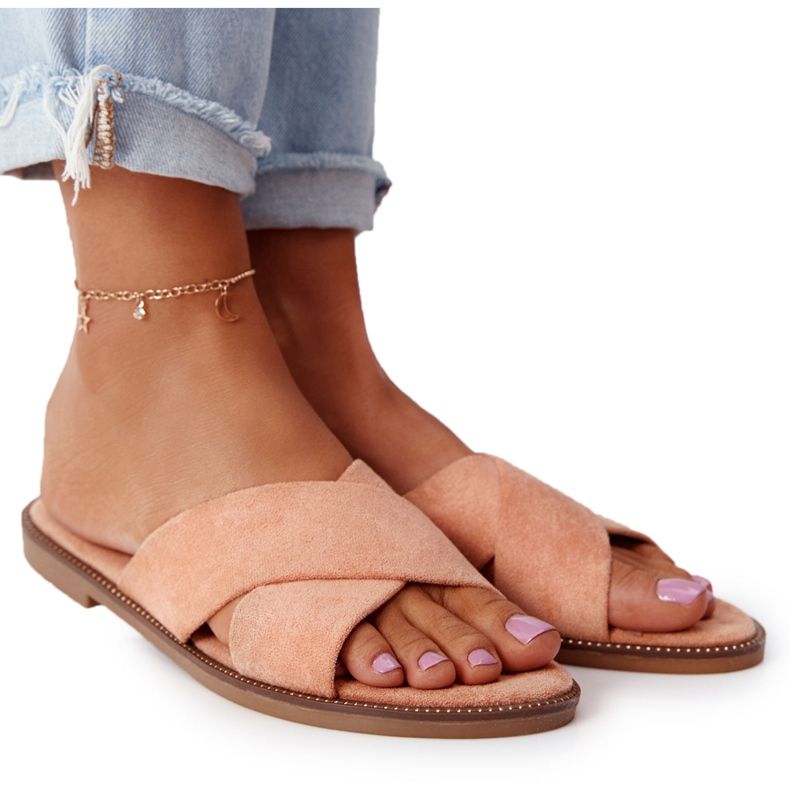 Women's Edesa Peach Velor Slippers orange