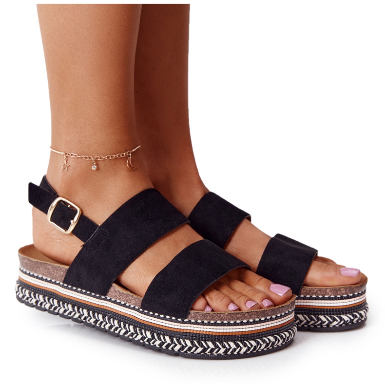Suede Sandals On The Black Olympia Platform multicolored