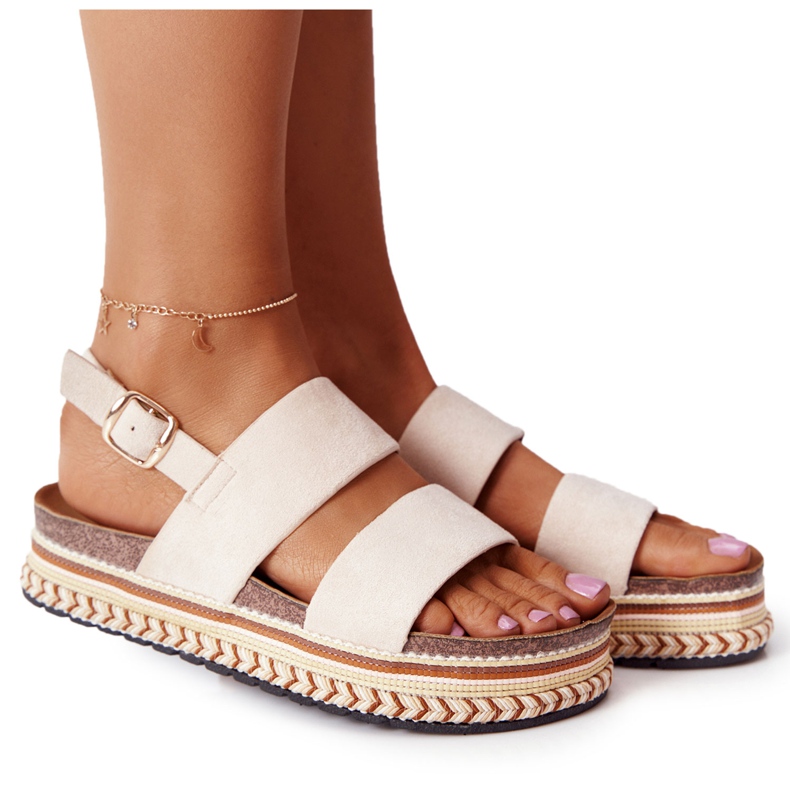 Suede Sandals On The Beige Olimpia Platform multicolored