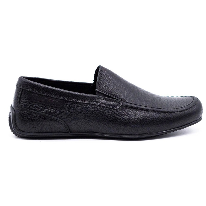 Polbut Men's leather loafers 2105 black grain
