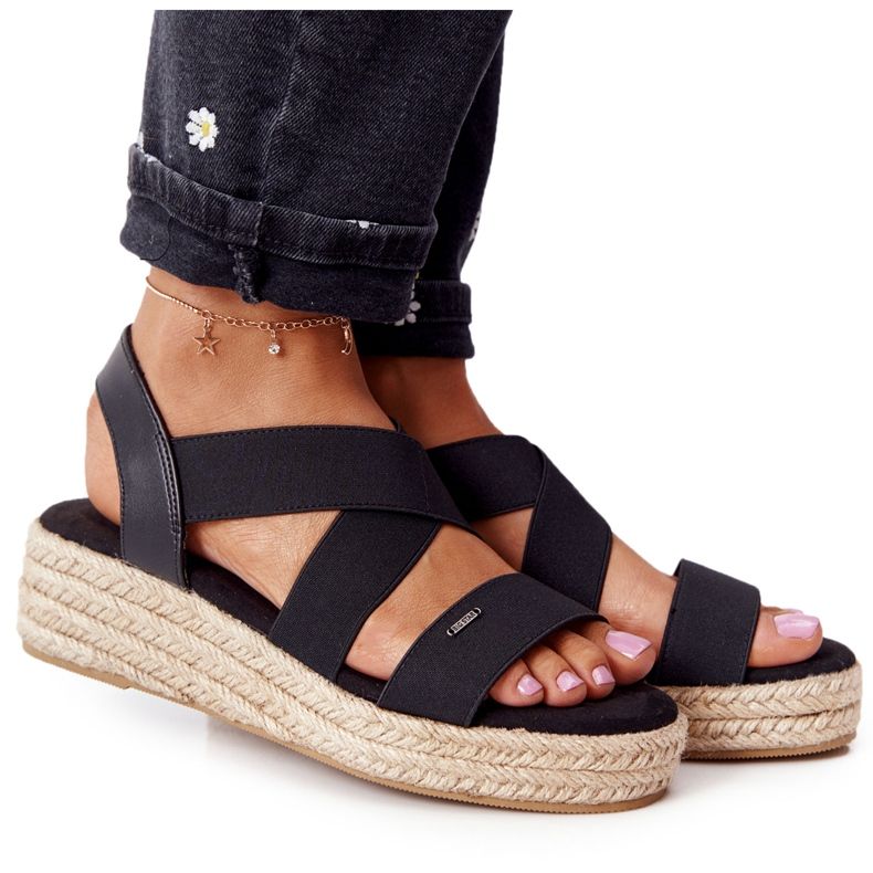 Black Sandals On A Wedge With A Cuff Big Star HH274411
