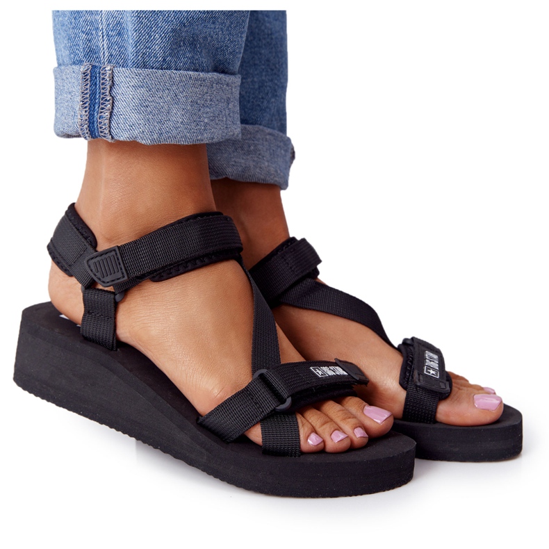 Black Foam Sandals On Wedge Big Star FF274A349
