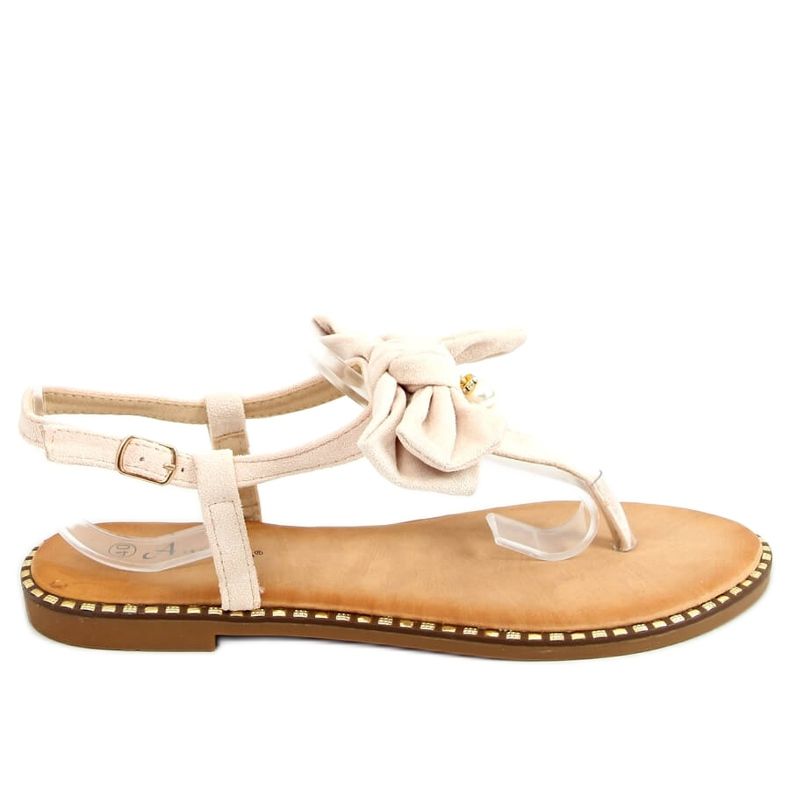 Flip-flops with a beige bow N-102 Beige