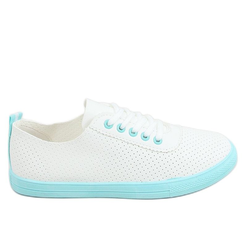 Women's lace-up sneakers, white and blue LA44 Blue Women's lace-up sneakers, white and blue LA44 Blue