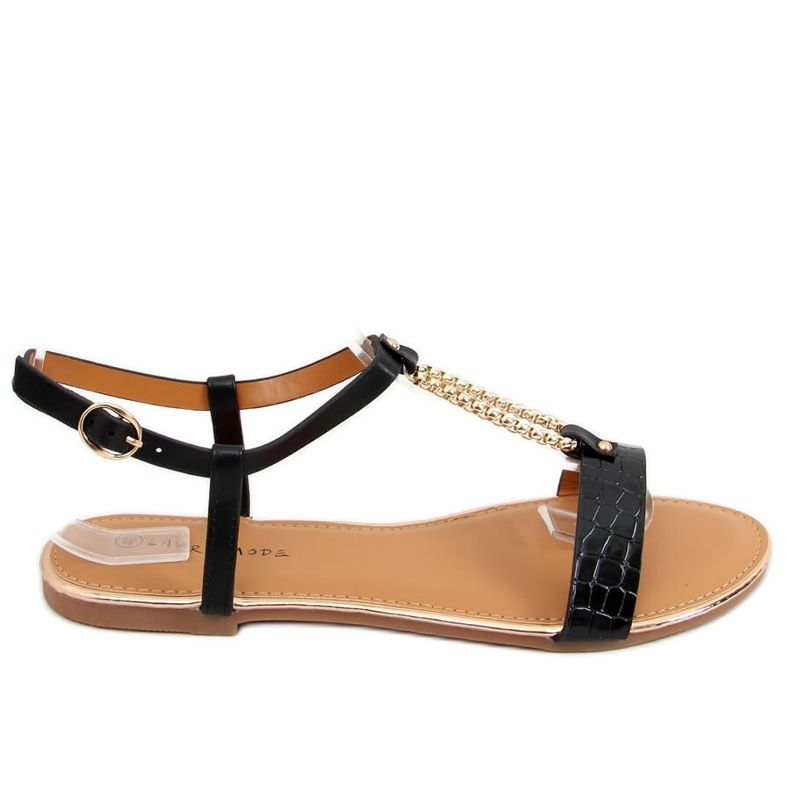 Black women's sandals F-18 Black