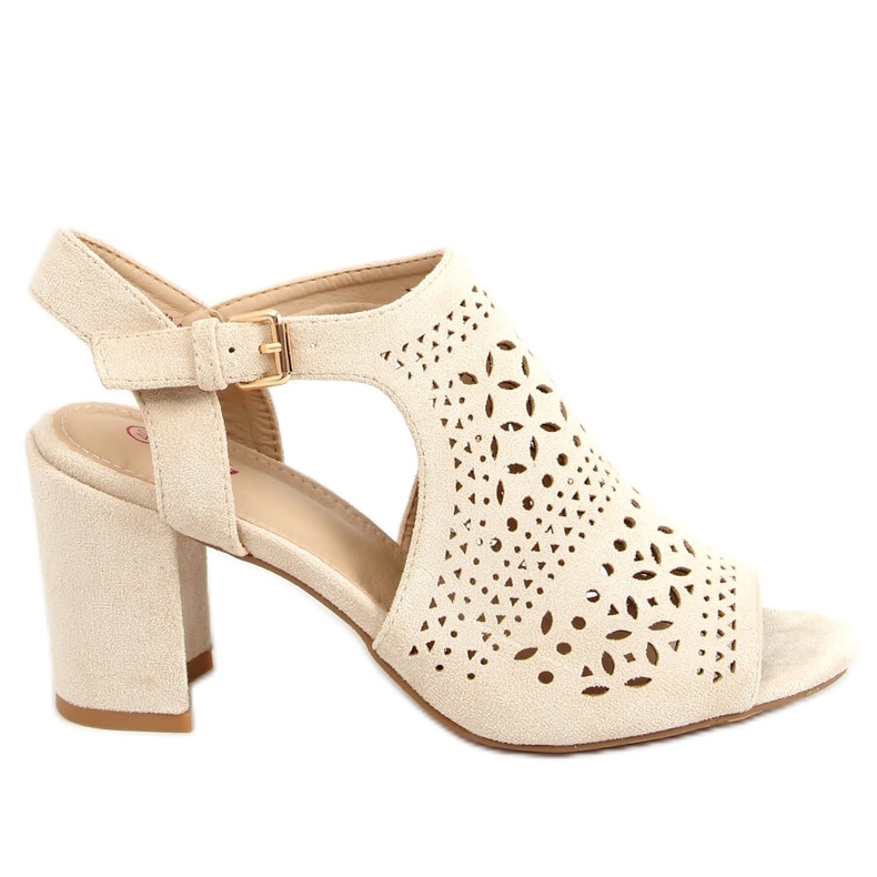 Beige openwork sandals with high heels 429-10 Beige