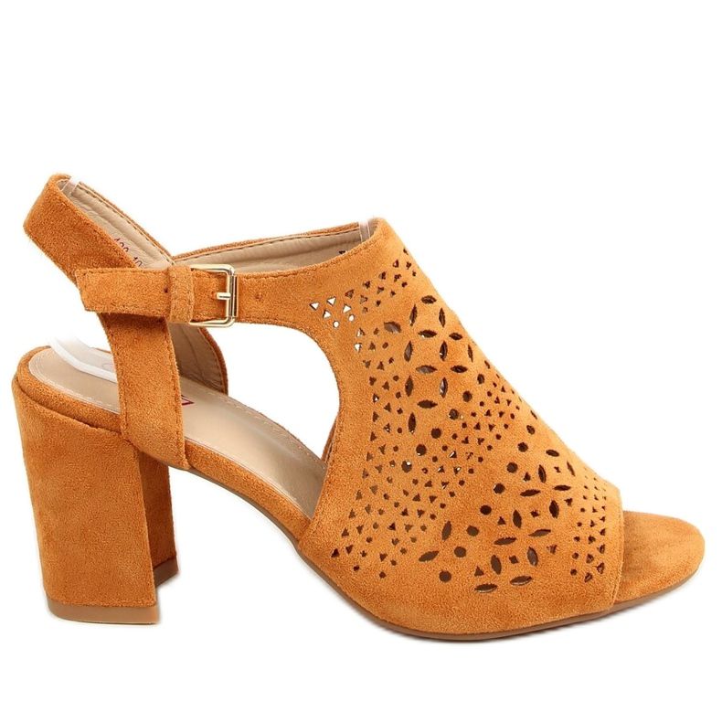 Sandals openwork high heels camel 429-10 Camel brown
