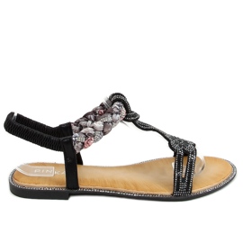 Black sandals with cubic zirconias JN11-10 Black