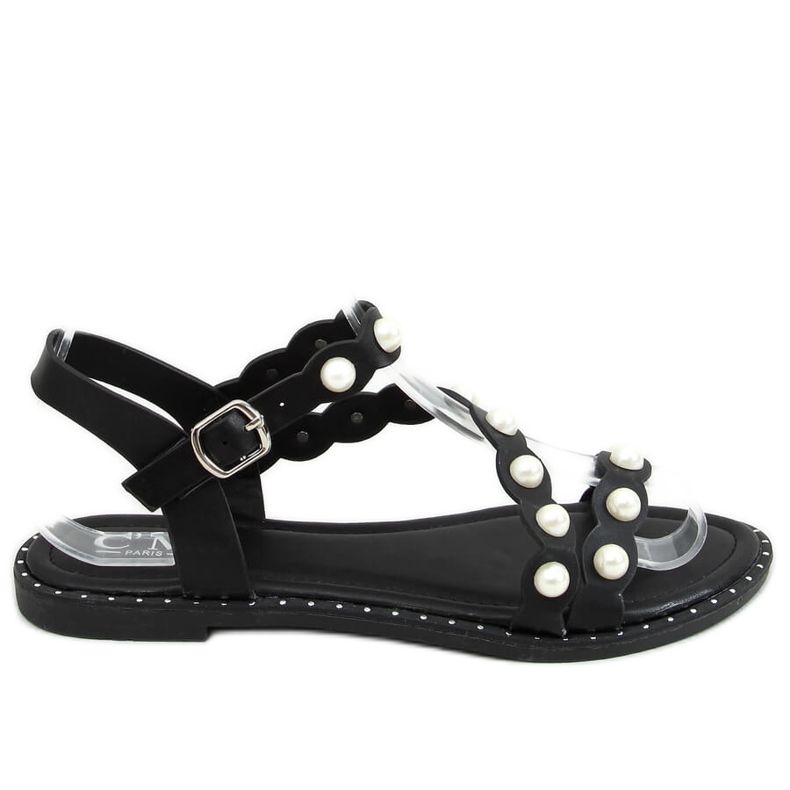 Black Sandals with pearls 55-55 Black