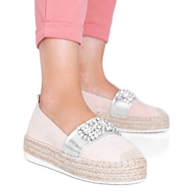 Beige espadrilles with Cher stones silver