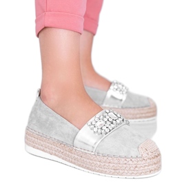 Gray espadrilles with Cher stones silver grey