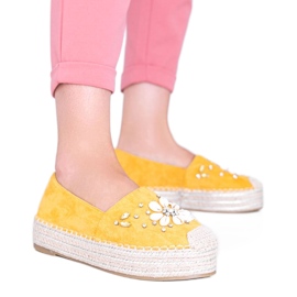 Mustard espadrilles on a thick Mrs Nicki sole yellow Mustard espadrilles on a thick Mrs Nicki sole yellow