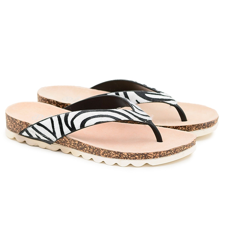 Flip-flops On Lu Boo Zebra Cork white black