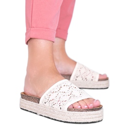 Beige lace Glam Shape slippers