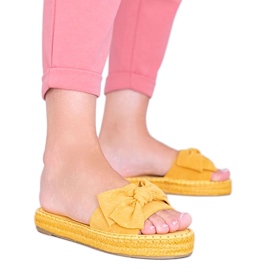 Mustard Slippers with Pills Bow yellow