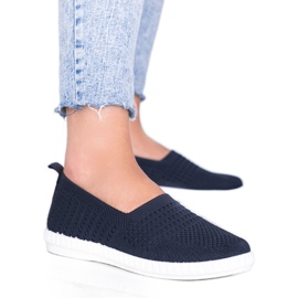 Navy blue Slip On openwork Funk sneakers