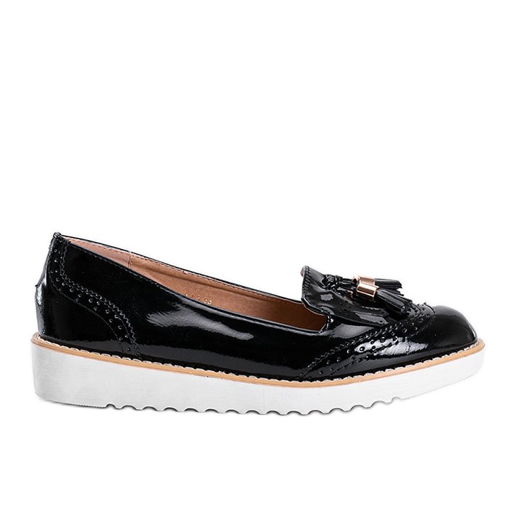 Golden hour black lacquered loafers