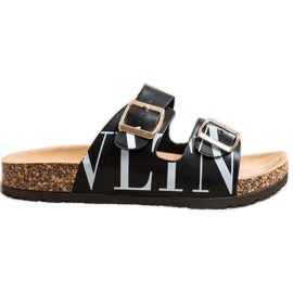 SHELOVET Comfortable Eco Leather Slippers black SHELOVET Comfortable Eco Leather Slippers black