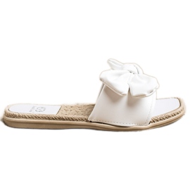 Small Swan Eco Leather Slippers With A Bow white