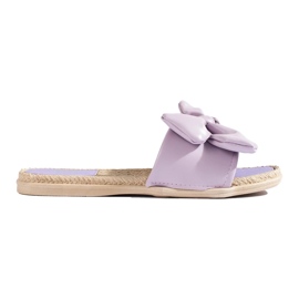 Eco Leather Slippers With A Bow purple