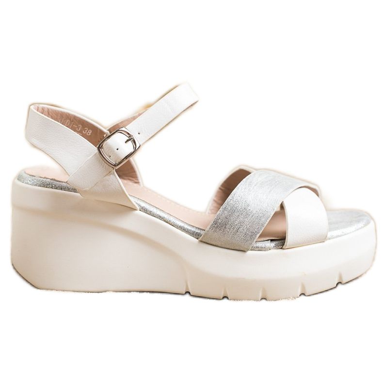Small Swan Wedge Sandals white silver Small Swan Wedge Sandals white silver